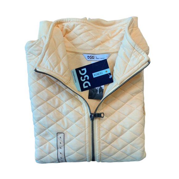 Women’s Quilted ½ Zip Pullover Stitched Athleisure Sweater - DSG -Yellow-L- NWT - Picture 8 of 12
